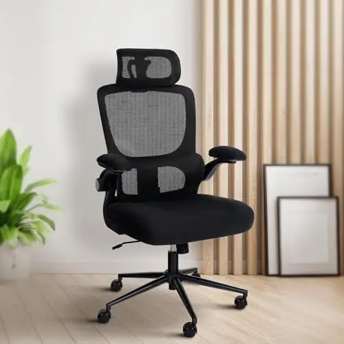 Produktbild: Bürostuhl Ergonomisch mit Wipp-Mechanismus, Schreibtischstuhl Höhenverstellbar mit 3D Verstellbaren Armlehnen und Kopfstütze, Drehstuhl Office Chair Homeoffice Stühle Arbeitsstuhl Bürosessel bis 135kg