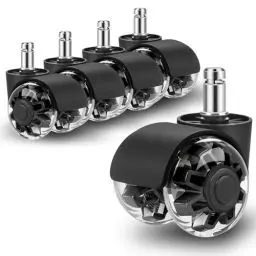 Produktbild: Bürostuhl Rollen 5er Set 11x22mm, Schreibtischstuhl Rollen für Gaming-Stühle (Nicht für 1KEA), Bürostuhl-Räder Ersatzrollen für Hartböden, Parkett, Teppich, Laminat und Fliesen, Keine Kratzer(Schwarz)