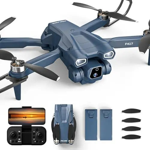 Produktbild: F417 Drohne mit Kamera 4K,135° Verstellbares Camera Drone mit Bürstenloser Motor,RC Faltbare FPV kinderDrohne,5GHz WiFi Übertragung Drones für Anfänger,Headless Mode,3D Flip,2 Batterien Lange Flugzeit
