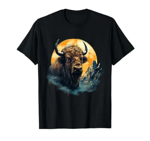 Produktbild: Buffalo Nature Artwork African Animal Lovers Bison-Motiv T-Shirt
