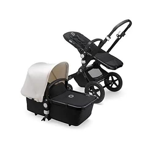 Produktbild: Bugaboo Cameleon 3 Plus: Vielseitiger 2-in-1 Kinderwagen mit drehbarem Lenker für eine komfortable Fahrt, Liegewanne, 0-4 Jahre, schwarzes Fahrgestell & grau meliertes Sonnendach