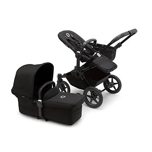 Produktbild: Bugaboo Donkey 5 Mono Kinderwagen, umbaubar zum Doppel- oder Zwillingskinderwagen, verbessertes Design, wendbarer Sitz, Ein-Hand-Lenkung und extra viel Stauraum, Midnight Black