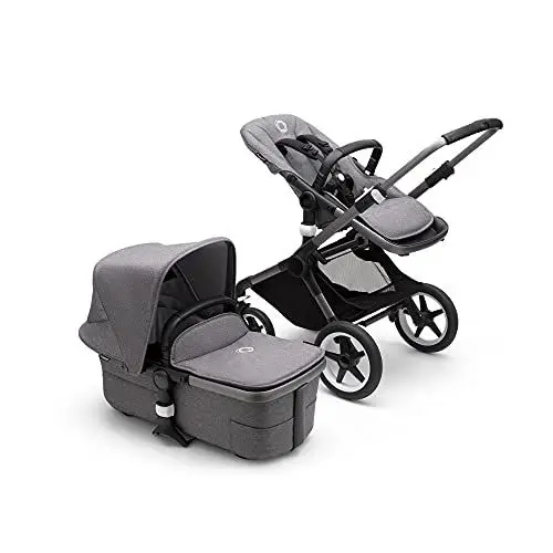 Produktbild: Bugaboo Fox 3, unser komfortabelster 2-in-1-Kinderwagen inklusive Liegewanne mit Lüftungsfenstern: für jedes Gelände, Komfort-Buggy, Fahrgestell in Graphit, Liegewanne & Sonnendach in Grey Melange