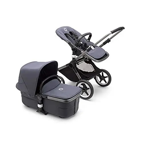 Produktbild: Bugaboo Fox 3, unser komfortabelster 2-in-1-Kinderwagen inklusive Liegewanne mit Lüftungsfenstern: für jedes Gelände, Komfort-Buggy, Fahrgestell in Graphit, Liegewanne & Sonnendach in Stormy Blue