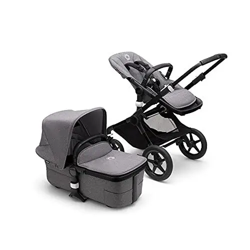 Produktbild: Bugaboo Fox 3, unser komfortabelster 2-in-1-Kinderwagen inklusive Liegewanne mit Lüftungsfenstern: für jedes Gelände, Komfort-Buggy, schwarzes Fahrgestell, Liegewanne & Sonnendach in Grey Melange