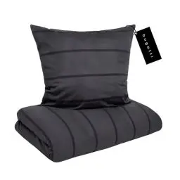 Produktbild: bugatti Bettwäsche 155x220 cm - Satinbettwäsche anthrazit/schwarz, 100% Baumwolle, 2 teilig mit Reißverschluss