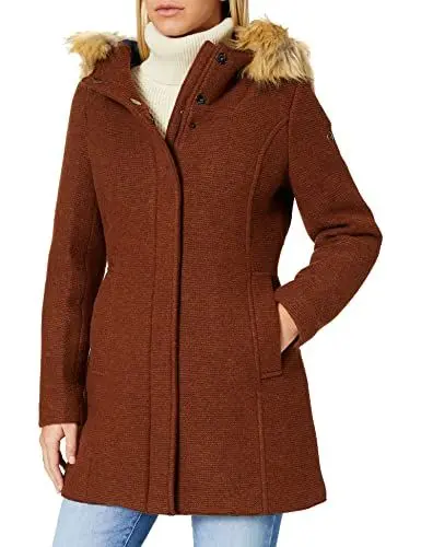 Produktbild: bugatti Jacke Damen mit Kapuze und Kunstfellbesatz und Stehkragen