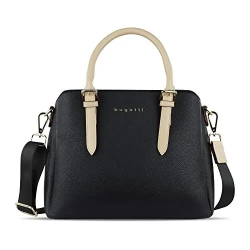 Produktbild: Bugatti Ella Handtasche für Damen, Bowling Bag mittelgroß aus Kunstleder, schwarz