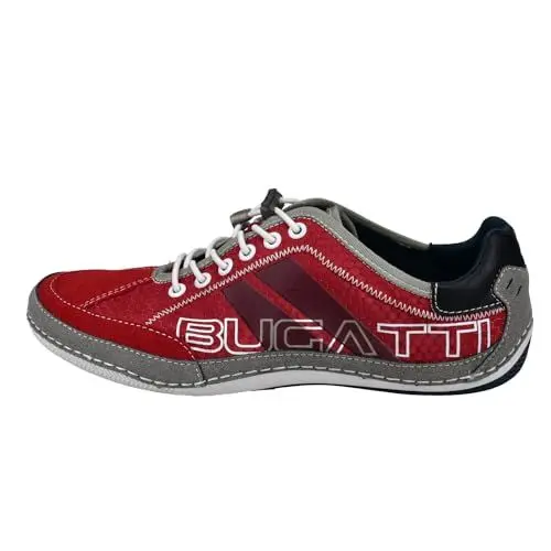 Produktbild: bugatti Herren Casual Sneaker mit Flexibler Sohle, Schnürschuh mit Memory Foam, Elastische Schnürsenkel, Rot, 48 EU