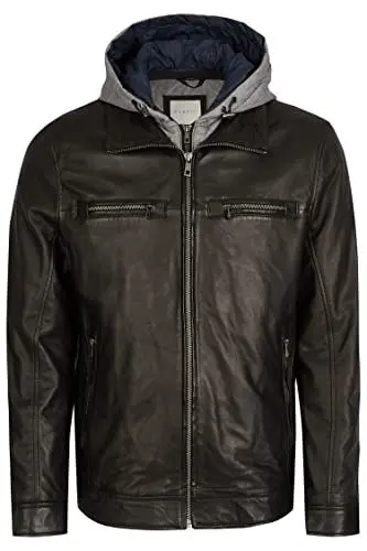 Produktbild: bugatti Herren Lederjacke mit gesteppter Kapuze