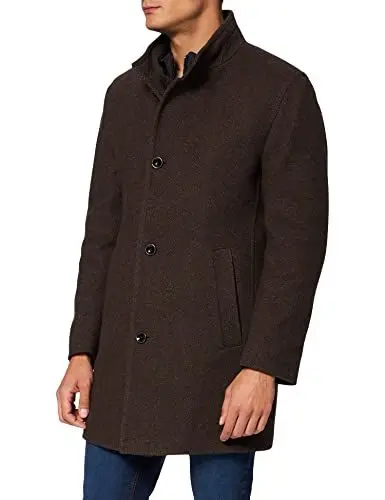 Produktbild: bugatti Herren Wollmantel aus recycled Wool-Mix mit Stehkragen