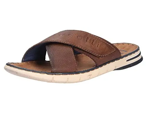 Produktbild: bugatti Herren Sommer Pantoletten aus Leder und Textil, Cognac, 40 EU