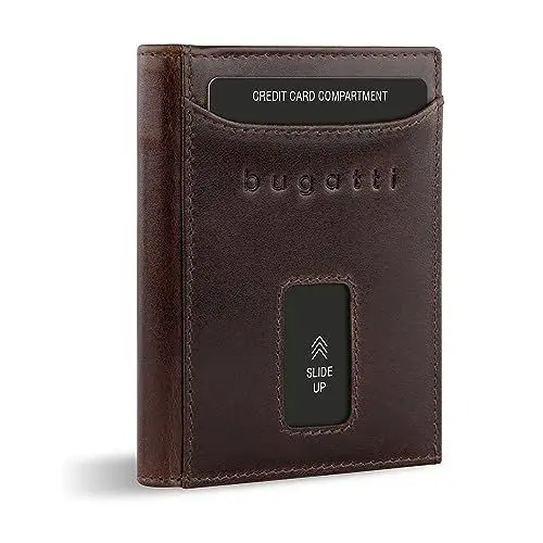 Produktbild: bugatti Secure Slim Mini Börse Spezial mit XL-Münzfach und RFID-Schutz aus Leder, braun