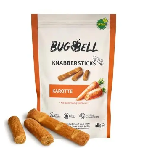 Produktbild: BugBell Softe Knabbersticks für Hunde 60g, Hundeleckerli, Pflanzlicher Hundesnack, Dog Treats, Kaustange für Allergiker geeignet, Ohne Zucker & Getreide