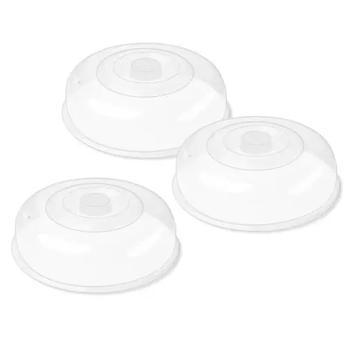 Produktbild: Bugucat 3er Set Mikrowellen Abdeckung – Transparente Mikrowellenhaube,Spritzschutz Abdeckhaube für Lebensmittel, BPA-frei, Mikrowellenabdeckungen 23 x 23 x 7.5 cm