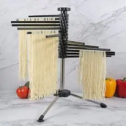 Produktbild: Bugucat Nudeltrockner 16 Pole, Pastatrockner Nudelstände mit 16 Ausziehbare Sprossen für bis zu 2kg Nudeln Tassen Handtücher,Integrierter Transportierstab,Faltbar-Spaghetti-Trockner, Pasta-Trockner