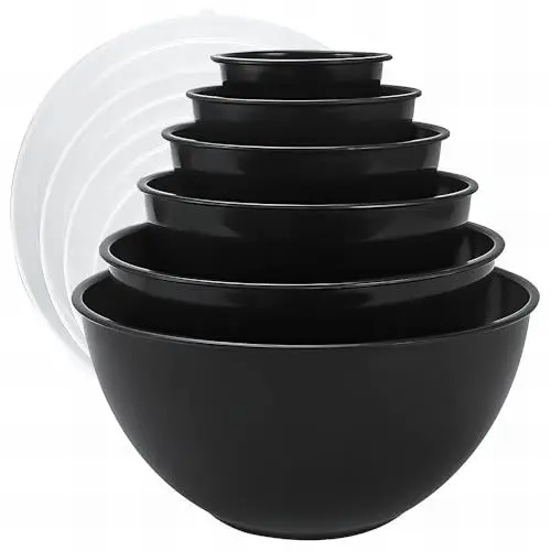 Produktbild: Bugucat Rührschüssel mit Deckel 6 Set,Plastiknist Salatschüssel mit Deckel Schüssel Set,Salatschüssel groß Mixing Bowl Set für Salate Mehl Obst