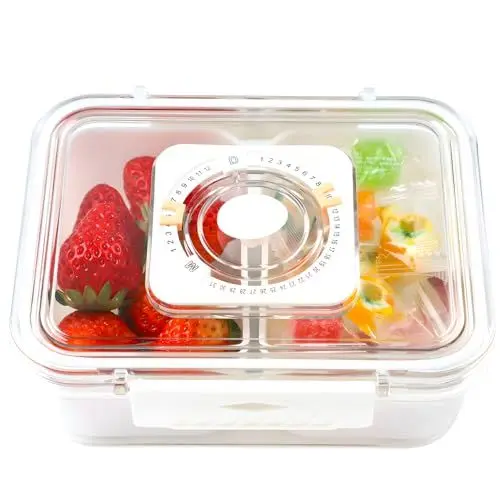 Produktbild: Bugucat Snackschale mit Deckel 3PCS,Snackbox mit Fächern Plastik Snackbox Obstteller aus Kunststoff,Gewürzlagerbehälter Geteilte Servierschale mit Deckel,Wiederverwendbares Snackteller für Nüsse Obst