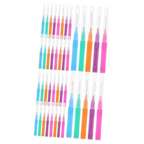 Produktbild: BUGUUYO 100 Stk Interdentalbürste Zahnzwischenraumbürste Zahnlückenbürste Zahnzwischenraumreiniger tragbar Zahnbürste Mastix Gummi Zahnspangenbürsten reinigen Bürste Picks Edelstahl 304