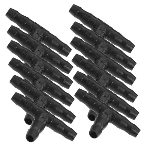 Produktbild: BUGUUYO 100 Stück T Widerhaken Für Gartenbewässerung Rasenbewässerung 4/7 Mm Schlauch Schwarz Ideal Für Bewässerungssysteme Langlebig Und Einfach Zu Installieren