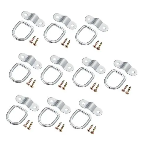 Produktbild: BUGUUYO 10St Schnallenhaken mehrzweckhaken Trailer Hook Knopfhaken Ringnieten festen Ring D-Ring-Nieten LKW-Haken festen Zugring Abschlepphaken Anhängerring Galvanisiertes Eisen Silver