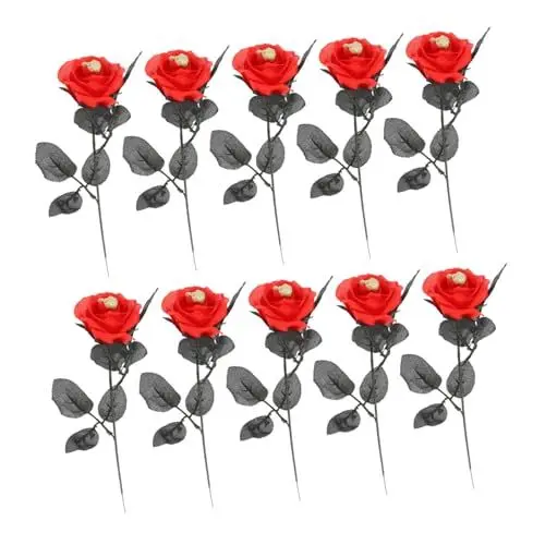 Produktbild: BUGUUYO 10pcs Halloween Rose Decor Creepy Schädel Blume Anordnung Für Party Künstliche Rose Prop Für Halloween