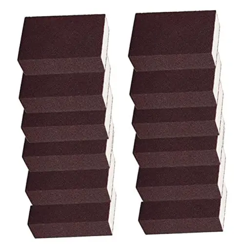 Produktbild: BUGUUYO 12st Schwamm Schleifen Polierblock Reinigungsbürste Schleifpapier Pad Polieren Wasserflasche Topfreinigungspads Spülbürste Topfpfanne Bürste Grober Schleifklotz Küchenbürste Brown