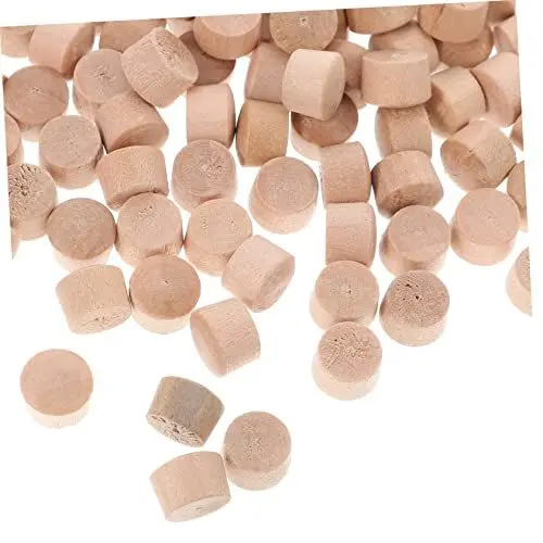 Produktbild: BUGUUYO 200st Lochstopfen Aus Holz Lochknöpfe Holzbearbeitungszubehör Flachkopfstecker Taschenlochstopfen Schraubenlochstopfen Holzbearbeitungsbedarf Knopfstecker Möbelschrauben Hölzern