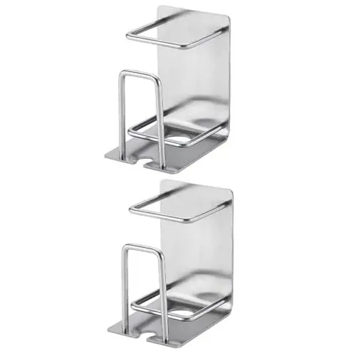 Produktbild: BUGUUYO 2St Becherhalter für Mundwasser slico Drain toothbrushes klebeverband Zahnpastahalter Tasse selbst ausspülen Tasse und Zahnbürstenhalter Zahnbürsten-Organizer Edelstahl 304 Silver