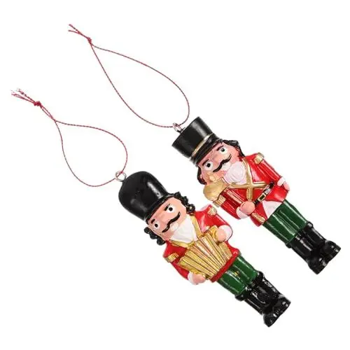 Produktbild: BUGUUYO 2pcs Nussknacker Harz Handwerk Weihnachten Decor Nussknacker Soldat Charme Hängen Spielzeug Für Wohnkultur