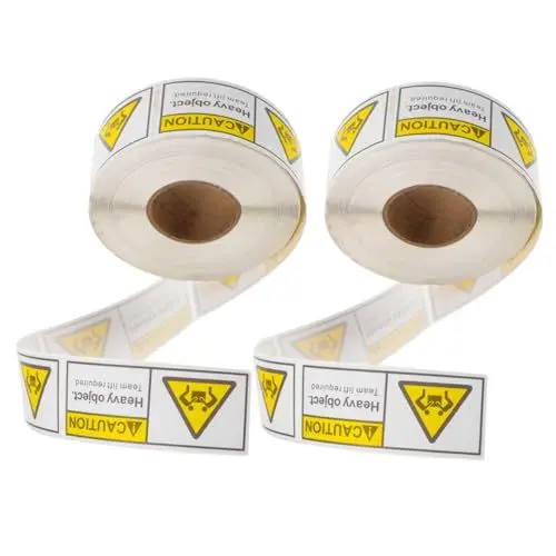 Produktbild: BUGUUYO Schwere Aufkleber 37 X 90 Mm 500 Blatt/2 Rollen Vorsicht Vor Schweren Gegenständen Aufkleber Für Sicheren Versand