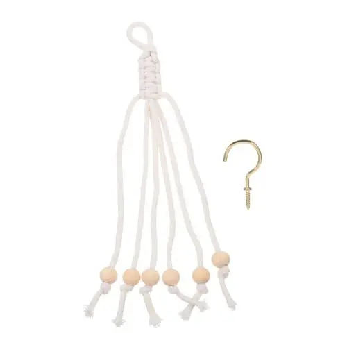 Produktbild: BUGUUYO 2st Seilbanane Zum Aufhängen Obstregal Zum Aufhängen Unter Dem Schrank Banana Grape Hanger Bananenhalter Unter Dem Schrank Bananenhalter Haken Bauern-obstaufhänger Beige Holz