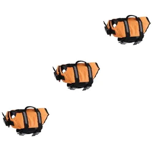 Produktbild: BUGUUYO 3 Stücke Weste Für Welpen Haustier Schwimmhilfe Orange Reflektierende Und Quick Release Schnallen
