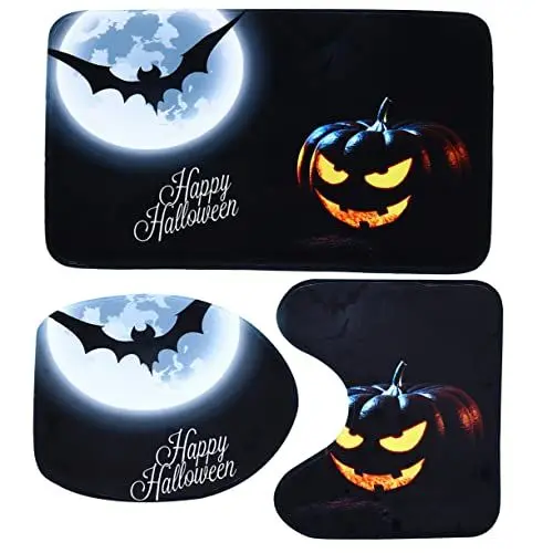 Produktbild: BUGUUYO Halloween-badezimmerteppich-Set Keine Badematte Toilettendeckel Und Fußmatte Einzigartiges Halloween-Muster