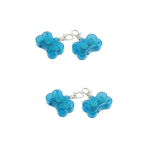Produktbild: BUGUUYO 4 Stück - Anti-Verlust-Anhänger Haustier Hund Anhänger personalisiertes Hundeetikett led ligts led-light Anti-verlorener Anhänger Hundeknochen-Anhänger Blue