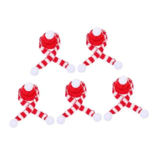 Produktbild: BUGUUYO 5 Sätze Weihnachtsminimütze Zarter Flaschenschal Miniatur-weihnachtsschmuck Weinflaschendeckel Für Weihnachten Mini-schnapsflaschen Weihnachtsmützen Für Haustiere Weinzubehör Garn