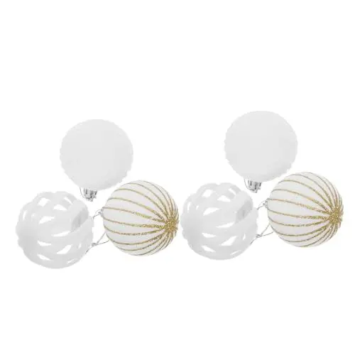 Produktbild: BUGUUYO 6 stücke Weihnachten Beflockung Ornament Weiß Beflockt Bälle Weihnachten Baum Kugeln Set Hängende Dekorationen Weihnachten Baum Kugeln Ornament