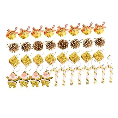 Produktbild: BUGUUYO 72st Weihnachtsanhänger Weihnachtswindspiel Zuckerstangen-Ornamente Weihnachtsbaum Hängende Ornamente Tannenbaumschmuck Figuren Urlaub Wandbehänge Goldbesatz Weihnachten Requisiten