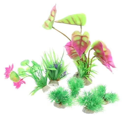 Produktbild: BUGUUYO 7-teiliges Set Mit Künstlichen Wasserpflanzen Aus Kunststoff Für Aquarien Retro-Aquarium-Dekorationen Für Fische Aquarium-zubehör