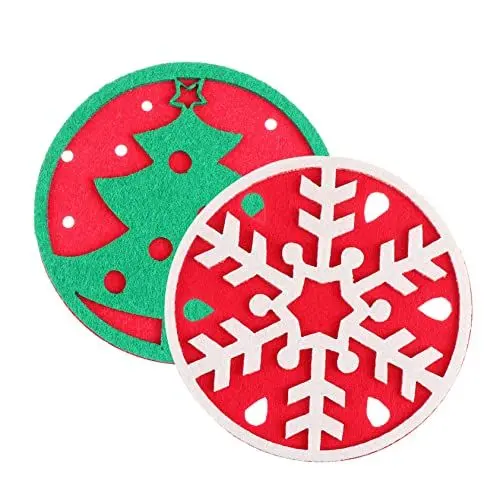 Produktbild: BUGUUYO 10cm Durchmesser Filz Runde Weihnachtsfeier Tischsets Nicht-getränke-Set