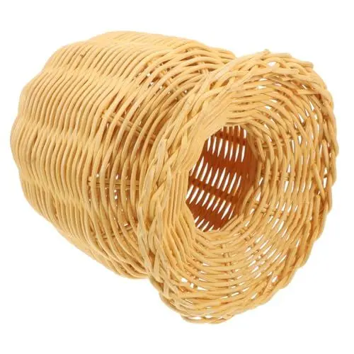 Produktbild: BUGUUYO Kappenständer Hutständer Rattan-Perückenhalter handgefertigter Korbvitrine stabile Basis platzsparend für den Heim-Einzelhandel