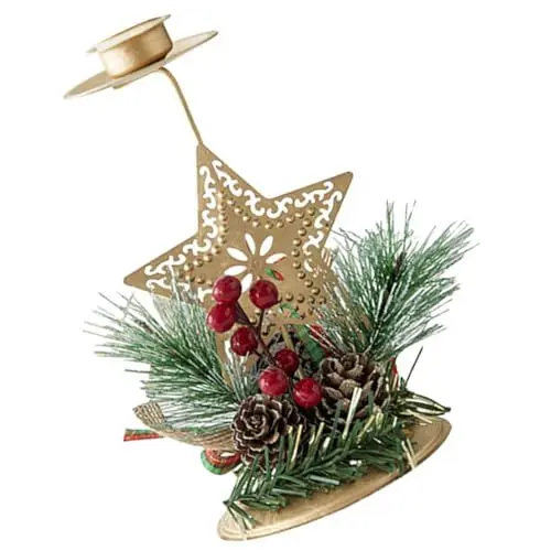 Produktbild: BUGUUYO Weihnachten Gold Eisen Handwerk Kerzenhalter Fenster Dekorative Leuchter Urlaub Party Dekoration Set 1pc