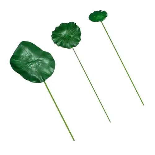 Produktbild: BUGUUYO Künstliche Seerosenblätter mit Stiel Teilig Realistische Teichdekoration Schwimmende Lotusblätter für Garten Terrasse und Wasserfläche Naturgetreue Deko