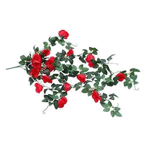 Produktbild: BUGUUYO Künstliche Rose Girlande Dekorative Reben Rot Große Rose Hochzeit Dekorationen Party Supplies Verwenden