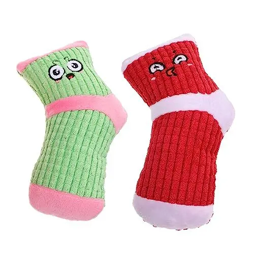 Produktbild: BUGUUYO 2stücke Plüsch Hundespielzeug Mit Quietscher Interaktive Kauspielzeuge Für Hunde Kuscheltier Mit Lebhaften Ausdrücken Für Indoor-Spiel Und Stressabbau