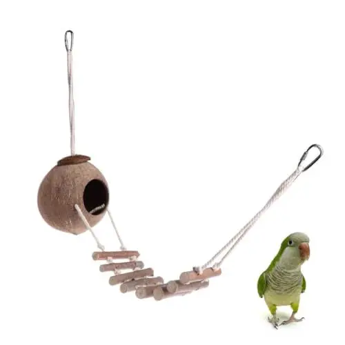 Produktbild: BUGUUYO Vogelhaus Vogelzubehör Papagei-Vogel-Spielzeug Papageiennest Papageienspielzeug aus Holz Bambus