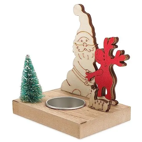Produktbild: BUGUUYO Teelichthalter aus Holz für Fenster dekoratives Weihnachtsornament