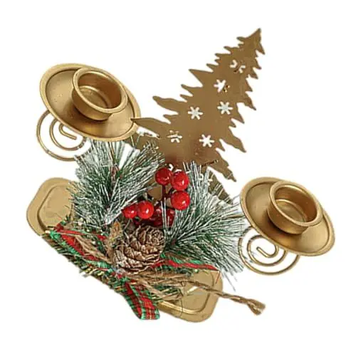 Produktbild: BUGUUYO Charmanter Weihnachtskerzenständer Goldfarben Eisenkunst Festlicher Kerzenhalter Für Weihnachtsfeiern