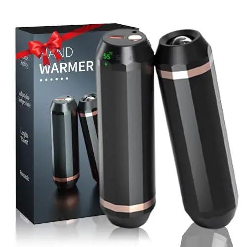 Produktbild: BUICXJKZ Elektrischer Handwärmer – 2er-Pack Wiederverwendbare Handwärmer & Taschenwärmer mit 5000mAh, USB Powerbank, Magnetic Design, 4 Lichtmodi & 3 Heizmodi, Ideal für Winter & Outdoor Weihnachten