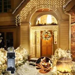 Produktbild: BUICXJKZ Lichterkette Außen 17M 600LED, Weihnachtsbeleuchtung mit Timer 8 Modi IP44 Eisregen Lichterkette für Außen & Innen, Deko für Weihnachten Balkon Party Garten Zimmer Fester Hochzeit (Warmweiß)